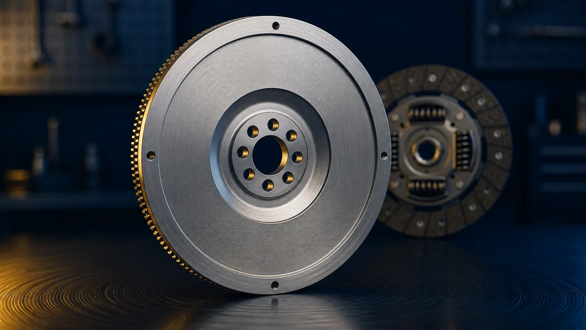 Volante y disco de clutch recién rectificados en el taller